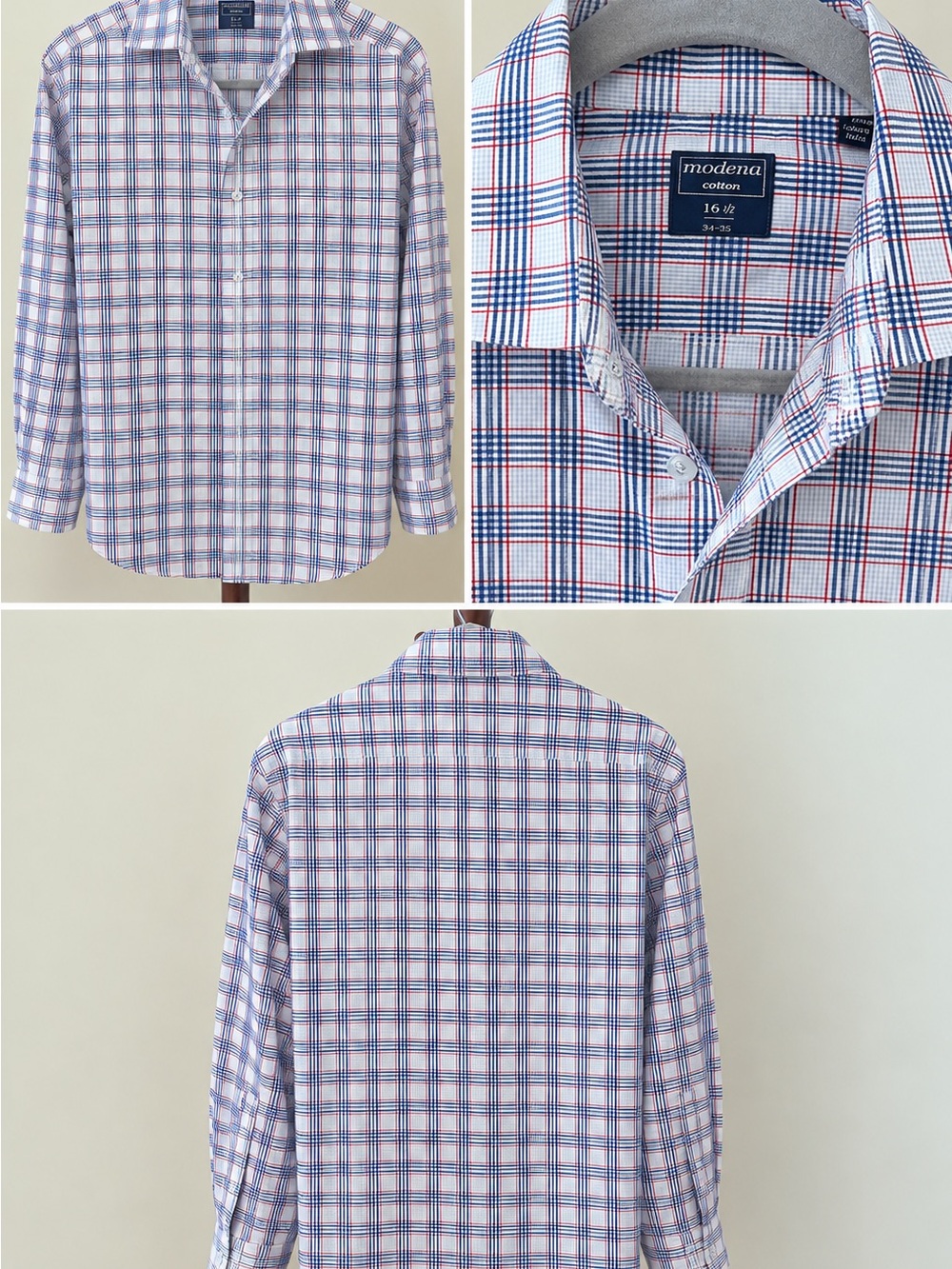 Modena Cotton Men’s Blue & Red Check Dress Shirt